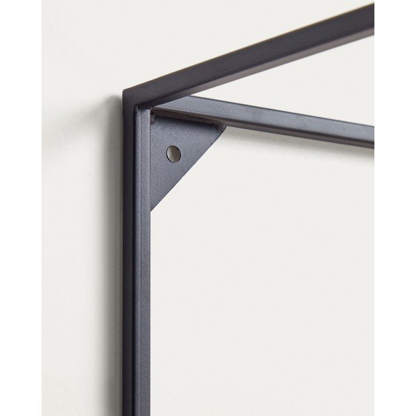 Melns/dabīga toņa egles masīvkoka sienas plaukts 90 cm Elisha – Kave Home-image-4