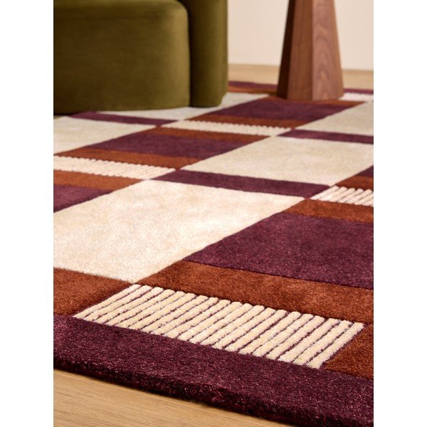 Bordo/krēmkrāsas ar rokām darināts paklājs no pārstrādātas šķiedras 160x230 cm Franka – MADE-image-2