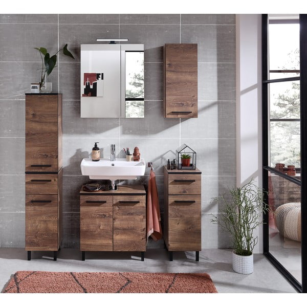 Brūns skapītis zem izlietnes ar ozolkoka imitāciju 60x53 cm Set 374 - Pelipal-image-4