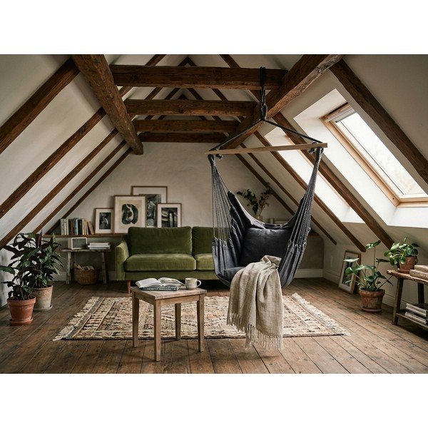 Melns polsterēts dārza piekaramais krēsls Tobago – Garden Pleasure-image-2