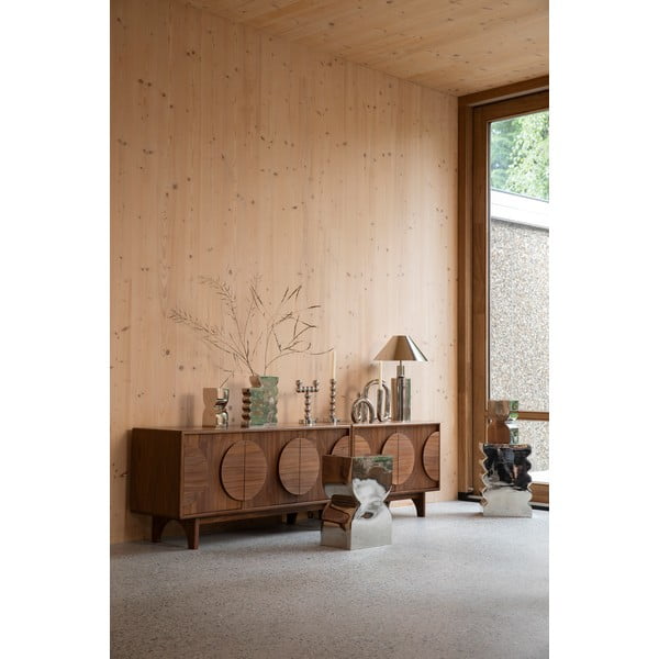 Brūna zema kumode ar riekstkoka imitāciju 120x58 cm Groove – Zuiver-image-1