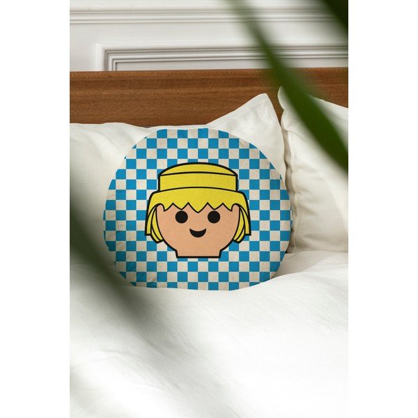 Bērnu spilvens no lina maisījuma Checkerboard – Playmobil-image-1