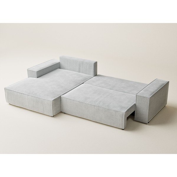 Gaiši pelēks salokāms stūra dīvāns no šenila auduma ar uzglabāšanas vietu (ar kreiso stūri/ar zvilni) Maze – Maison de Rêve-image-3