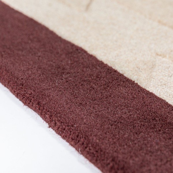 Bordo/dabīga toņa ar rokām darināts vilnas celiņa paklājs 60x230 cm Apex Border Wool – Flair Rugs-image-3