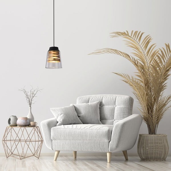 Melna piekaramā lampa ar stikla abažūru Fresno – Candellux Lighting-image-1