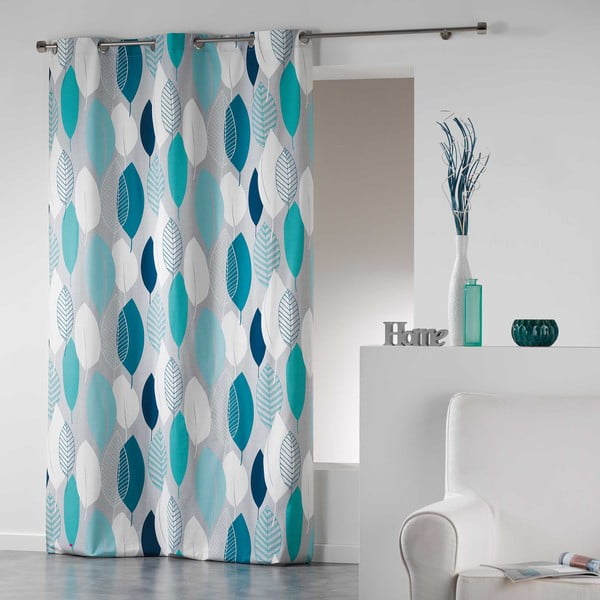 Zils aizkars 140x240 cm Leafy – douceur d'intérieur-image-1