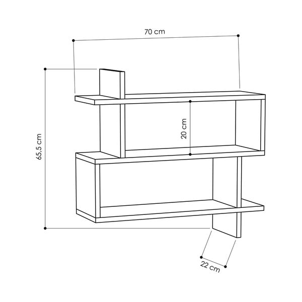 Dabīga toņa daudzlīmeņu sienas plaukts ar ozolkoka imitāciju 70 cm Paralel – Kalune Design-image-2