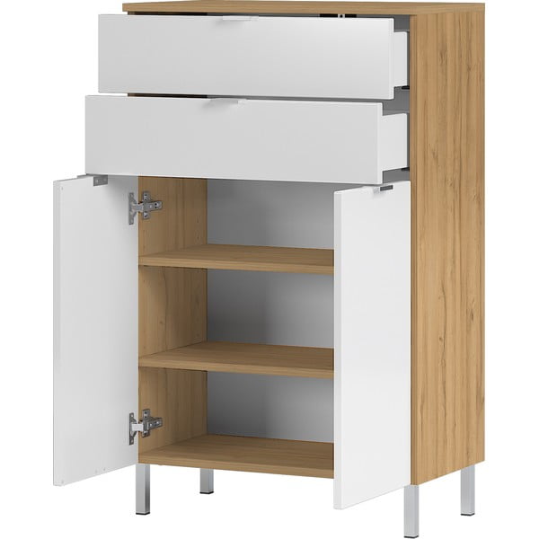 Balts skapis ar ozolkoka dekoru Germania Mauresa, augstums 97 cm-image-3