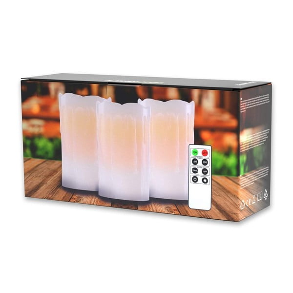 3 LED sveču komplekts ar tālvadības pulti DecoKing Drip, augstums 12,5 cm-image-2