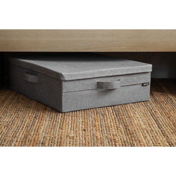 Pelēka tekstila uzglabāšanas kaste ar vāku 46x56x16 cm Soft Storage Low – Bigso-image-1