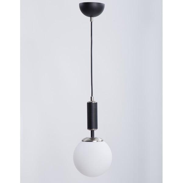 Balta/melna piekaramā lampa ar stikla abažūru ø 15 cm Hector – Squid Lighting