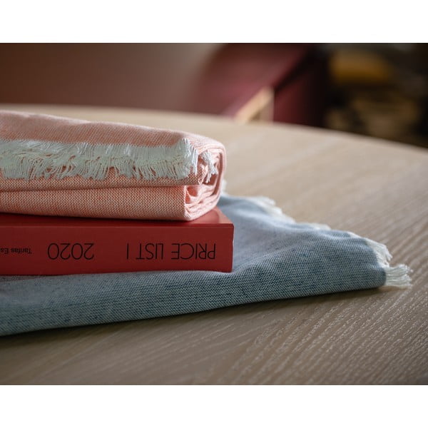 Zils pleds ar kokvilnu Euromant Summer Linen, 140 x 180 cm-image-1