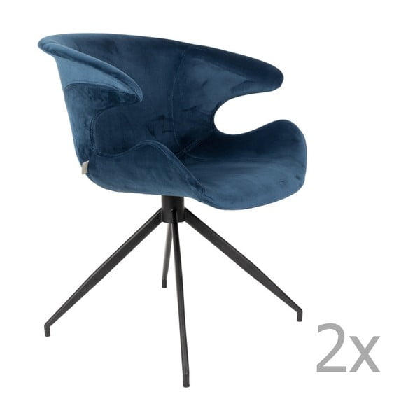 2 zilu krēslu komplekts ar roku balstiem Zuiver Mia