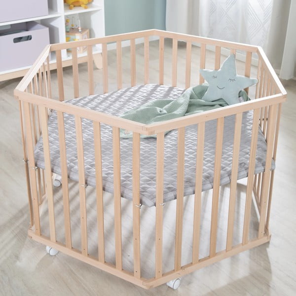 Dabīga toņa dižskābarža masīvkoka bērnu sētiņa 119x104 cm – Roba-image-1