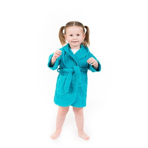 Zils kokvilnas bērnu halāts 1–2 gadiem – Tiseco Home Studio-image-2