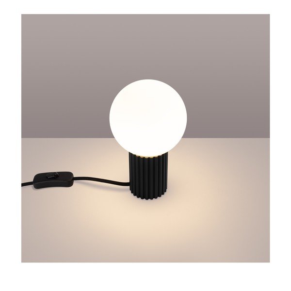 Melna galda lampa ar stikla abažūru (augstums 19 cm) Orbital – Sollux-image-1