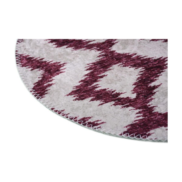 Bordo sarkans/balts mazgājams apaļš paklājs ø 100 cm – Vitaus-image-2