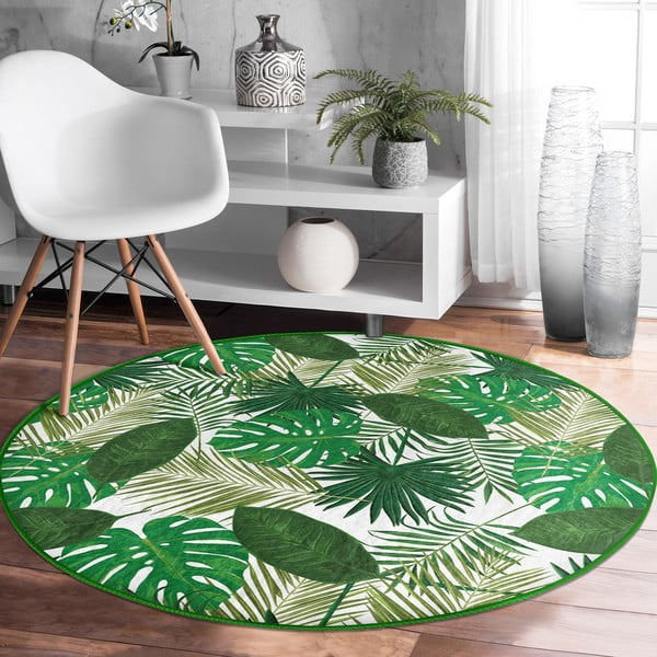 Zaļš mazgājams robotu putekļu sūcējiem piemērots apaļš paklājs ø 100 cm Comfort – Mila Home-image-3