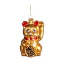Stikla ar rokām izgatavots Ziemassvētku eglītes rotājums 11 cm Lucky Cat – Sass & Belle