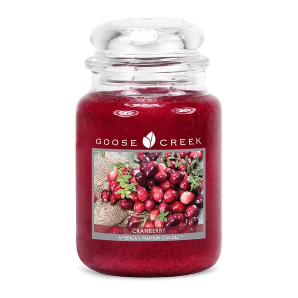 Aromatizēta svece stikla burciņā Goose Creek Cranberry, deg 150 stundas