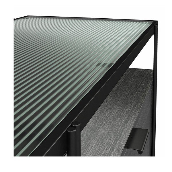 Melns TV galdiņš ar ozolkoka imitāciju 140x50 cm Wainwright – Queer Eye-image-1