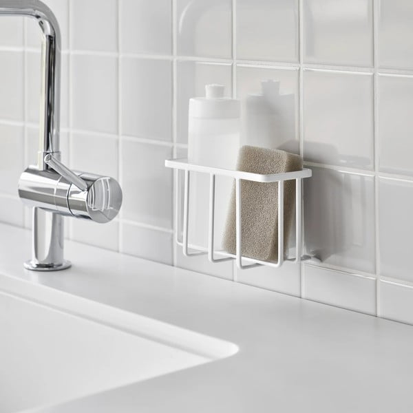 Balts metāla mazgāšanas līdzekļu turētājs ar uzstādīšanu bez urbšanas Film Hook – YAMAZAKI-image-2