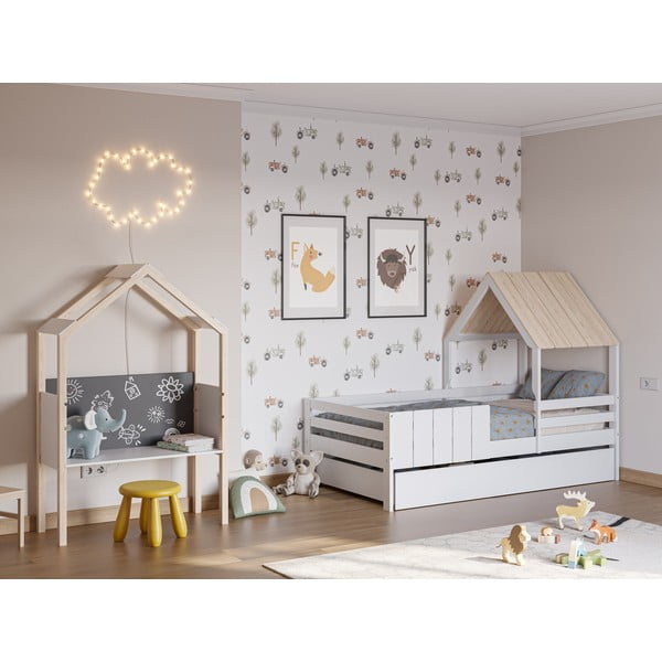 Balta atvilktne zem bērnu gultas 90x190 cm Valka – Marckeric-image-1