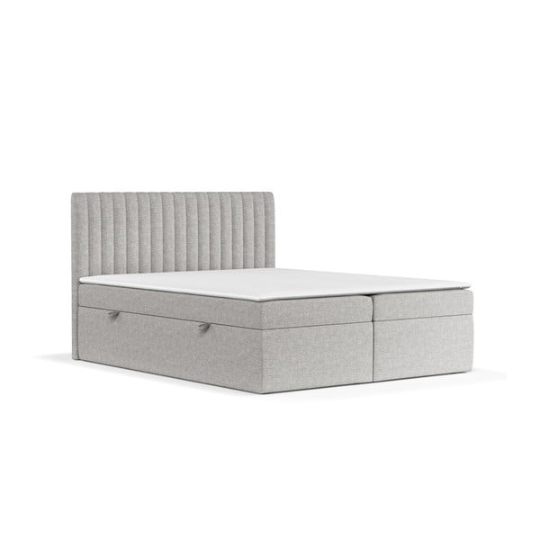 Gaiši pelēka atsperu gulta ar veļas kasti 160x200 cm Spencer – Maison de Rêve
