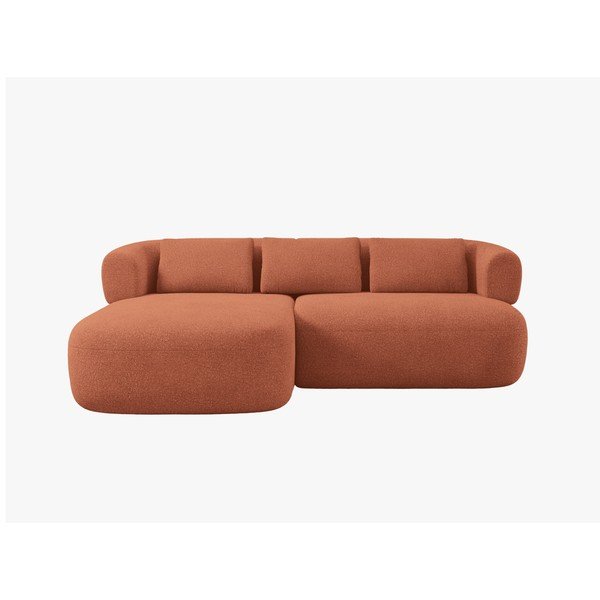 Terakotas oranžs stūra dīvāns no buklē auduma (ar kreiso stūri/ar zvilni) Jenny – Micadoni -image-1