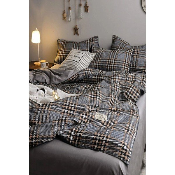 Pelēka kokvilnas  gultas veļa vienvietīgai gultai 160x220 cm – Mila Home-image-3