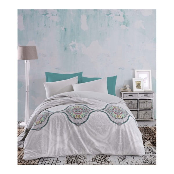 Kokvilnas gultasveļas komplekts divguļamai gultai ar pārklāju Susana, 200 x 220 cm