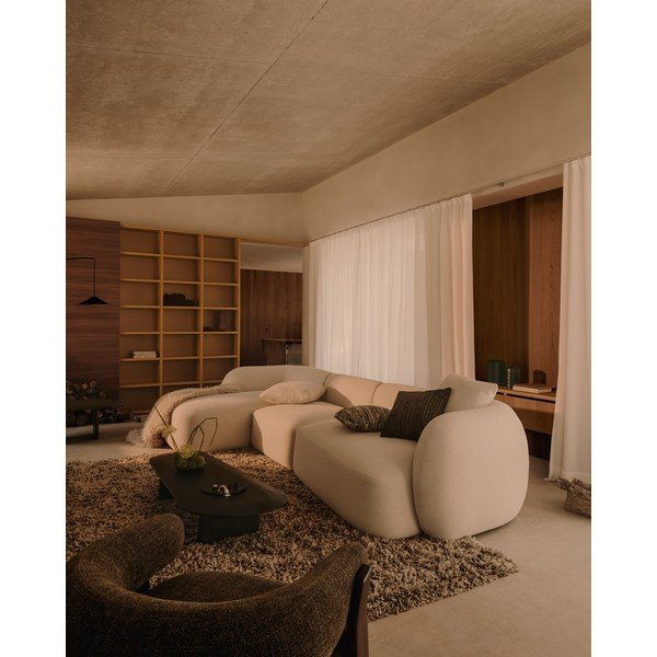 Krēmkrāsas stūra dīvāns no šenila auduma (ar kreiso stūri/ar zvilni) Martina – Kave Home-image-4