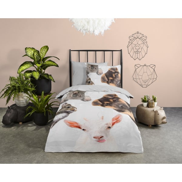 Vienguļamā kokvilnas bērnu gultas veļa 140x220 cm Semmie – Good Morning-image-1