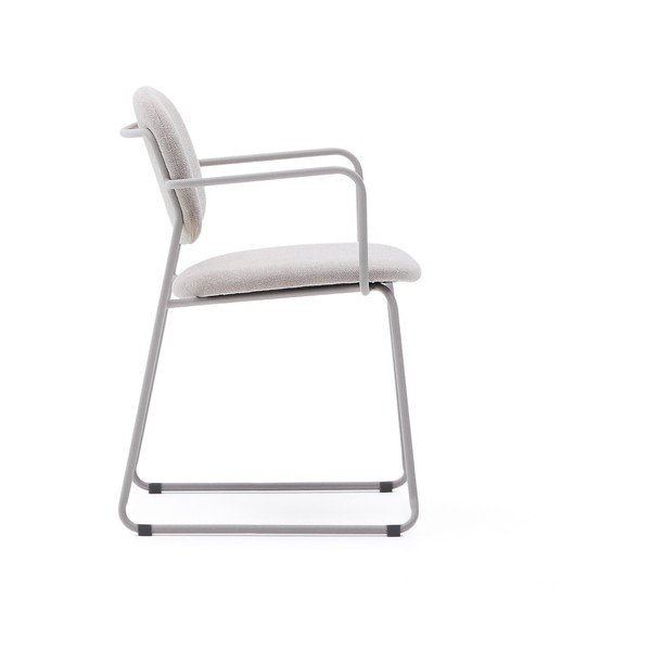 Bēšs metāla pusdienu krēsls ar roku balstiem Meli – Kave Home-image-3