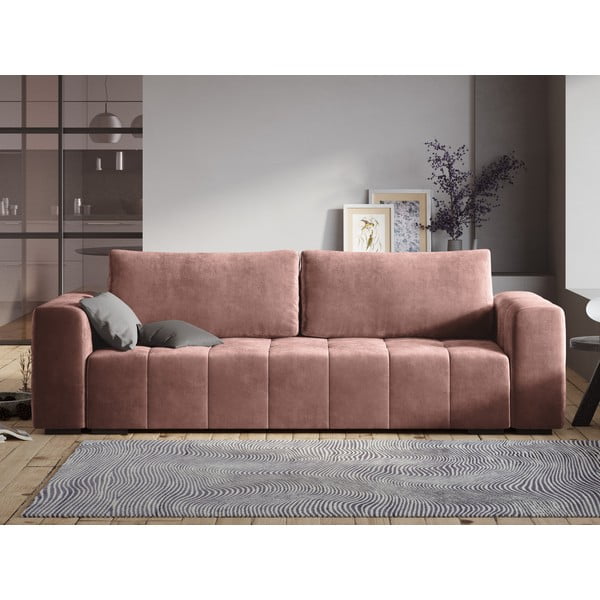 Rozā samta izvelkamais dīvāns ar veļas kasti Milo Casa Luca-image-1