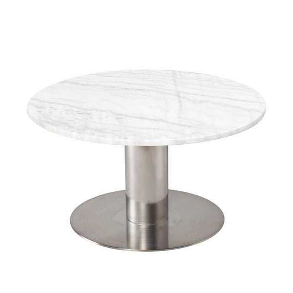 Balts marmora kafijas galdiņš ar sudraba pamatni RGE Pepo, ⌀ 85 cm