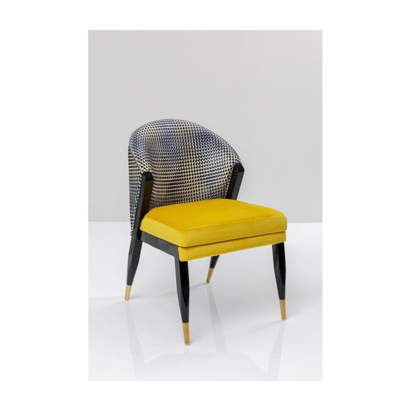 Dzeltens samta krēsls ar rakstu Kare Design Mansion