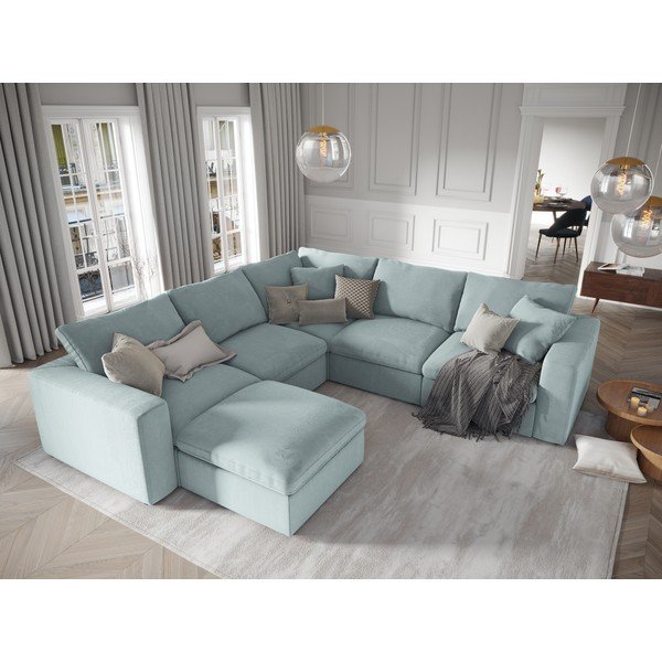 Gaiši zila modulārā dīvāna divpusējā stūra daļa Windsor & Co Sofas Galaxy-image-4
