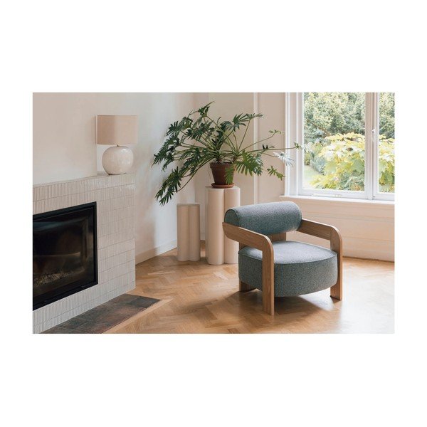 Dūmakaini zils atpūtas krēsls no buklē auduma Oolong – Zuiver-image-1