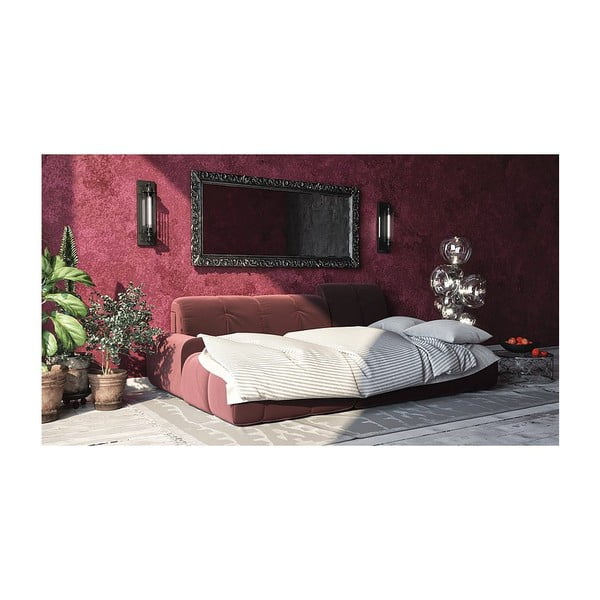 Tumši rozā samta stūra izvelkamais dīvāns Devichy Tous, kreisais stūris-image-3