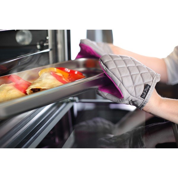 Pelēks ar violetu karstu katlu turētājs no kokvilnas un silikona Vialli Design-image-1