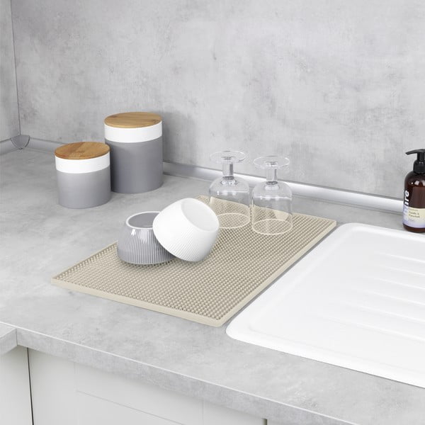 Bēšs gumijas trauku žāvēšanas paliktnis 40x30 cm Maxi – Wenko-image-2