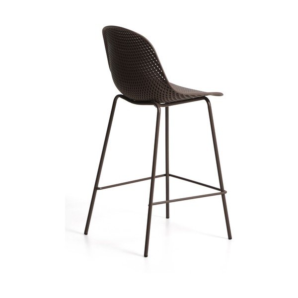 Brūns metāla/plastmasas dārza bāra krēsls Quinby – Kave Home-image-3