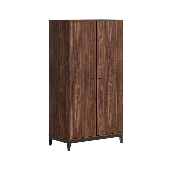 Tumša dabīga toņa drēbju skapis ar riekstkoka imitāciju 100x190,5x55 cm Ilyas – Vipack