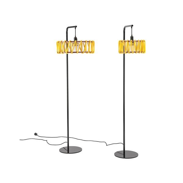 Stāvlampa ar melnu konstrukciju un nelielu dzeltenu abažūru EMKO Macaron-image-3