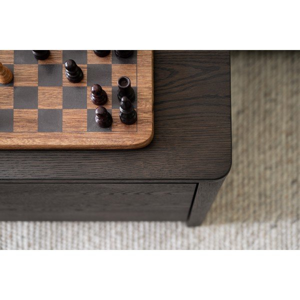 Tumša dabīga toņa kumode ar ozolkoka imitāciju 180x50x40 cm Melstone – Rowico-image-2