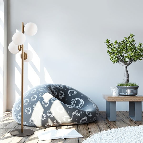 Melna/zelta krāsas stāvlampa ar stikla abažūru (augstums 130 cm) Faze – Opviq lights-image-1