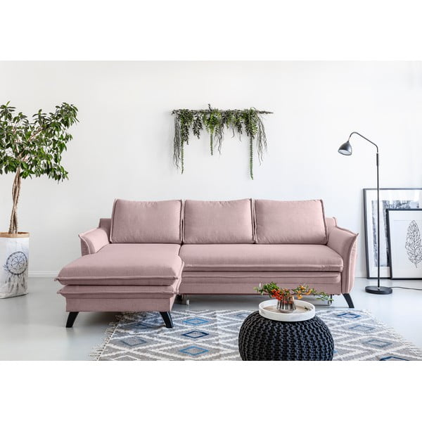 Pūdera rozā izlaižams stūra dīvāns Miuform Charming Charlie, kreisais stūris-image-1