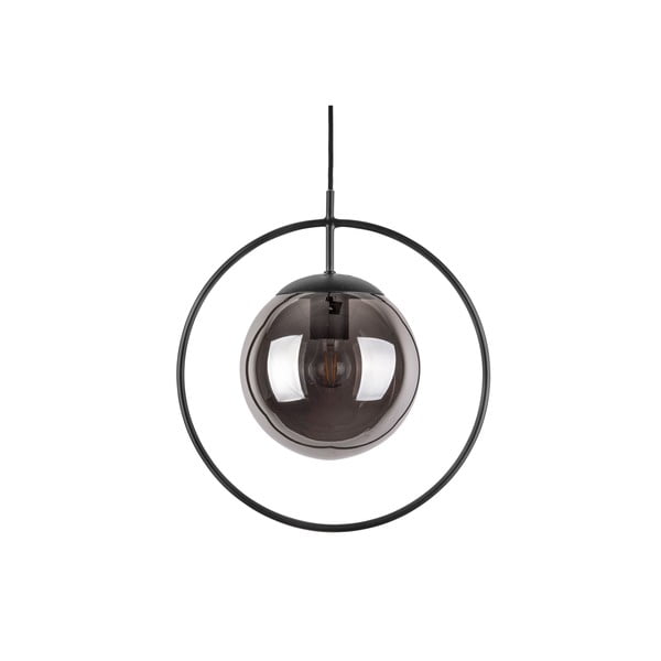 Pelēkas un melnas krāsas piekaramā lampa Leitmotiv Round, augstums 38 cm