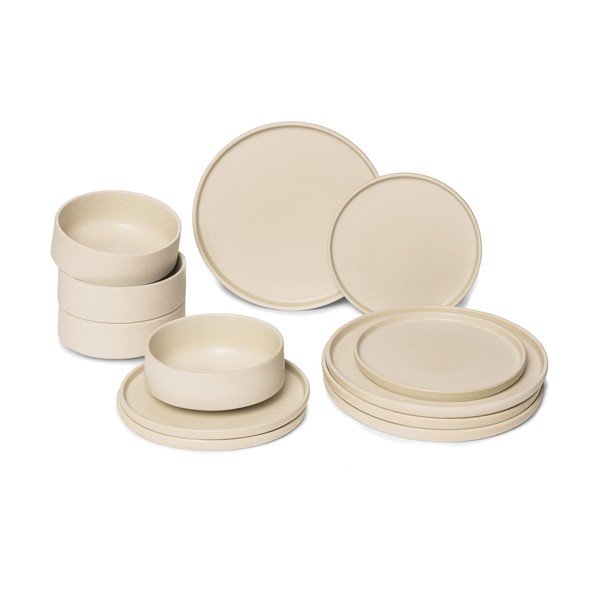 Bēšu keramikas trauku komplekts (12 gab.) Bonami Selection Malia